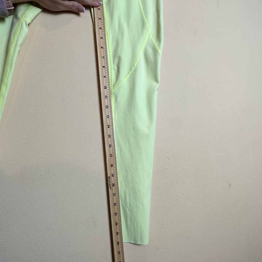 Aerie Neon Yellow Green High Rise Raw Hem Full Length Leggings Womens Size Small - Picture 15 of 16